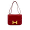 HERMES CONSTANCE 24 ROUGE GARANCE BOX CALF SHOULDER BAG 2011 SQUARE O GUILLOCHE HARDWARE 90324746
