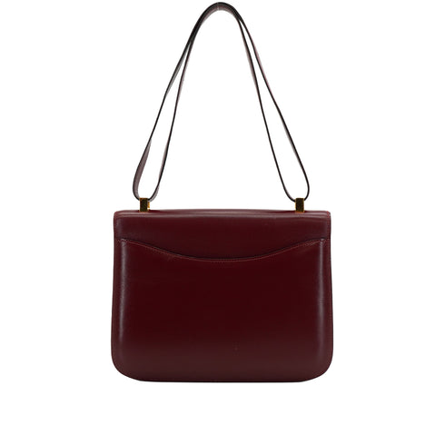 HERMES CONSTANCE 24 ROUGE H BOX CALF SHOULDER BAG 1988 CIRCLE R GOLD HARDWARE 90348988