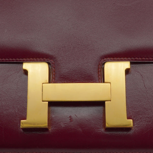 HERMES CONSTANCE 24 ROUGE H BOX CALF SHOULDER BAG 1988 CIRCLE R GOLD HARDWARE 90348988