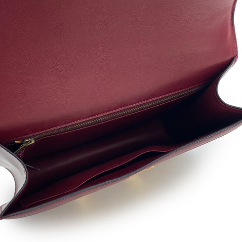 HERMES CONSTANCE 24 ROUGE H BOX CALF TOILE H SHOULDER BAG 1985 CIRCLE O GOLD HARDWARE 90325610