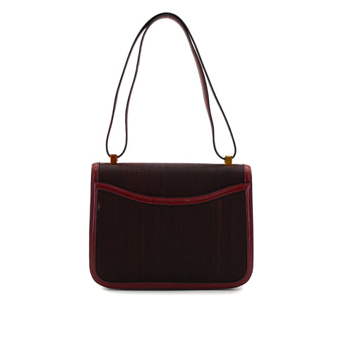 HERMES CONSTANCE 24 ROUGE H CRINOLINE BOX CALF SHOULDER BAG 1978 CIRCLE H GOLD HARDWARE 90332920