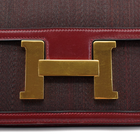 HERMES CONSTANCE 24 ROUGE H CRINOLINE BOX CALF SHOULDER BAG 1978 CIRCLE H GOLD HARDWARE 90332920