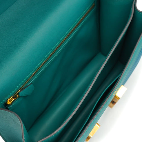 HERMES CONSTANCE 3 24 BLEU OCEAN MALACHITE DEBRIS SWIFT SHOULDER BAG 2015 T STAMP GOLD HARDWARE 90327186