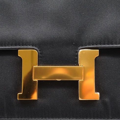 HERMES CONSTANCE 3 MINI 18 BLACK BOXCALF SATIN SHOULDER BAG 2011 SQUARE O GOLD HARDWARE 90339633