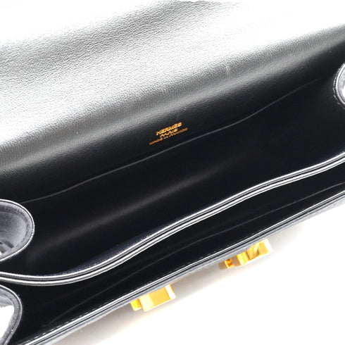 HERMES CONSTANCE 3 MINI 18 BLACK BOXCALF SATIN SHOULDER BAG 2011 SQUARE O GOLD HARDWARE 90339633