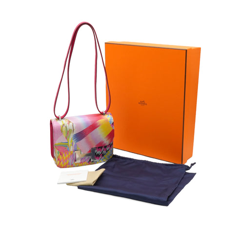 HERMES CONSTANCE 3 MINI 18 KYOTO MARBLE ROSE AZALEE ROSE MEXICO SWIFT SILK 2021 Z STAMP PALLADIUM HARDWARE 90351823