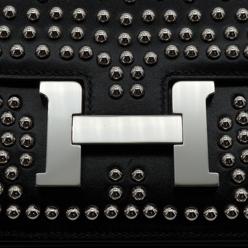 HERMES CONSTANCE 3 MINI 18 MIROIR CLOUTE BLACK BOXCALF 2024 W STAMP PALLADIUM HARDWARE 90351052