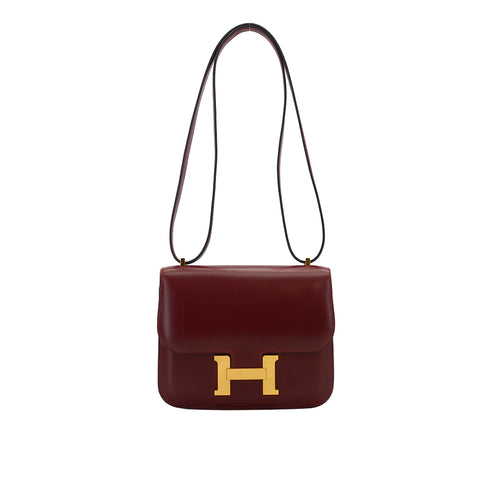 HERMES CONSTANCE 3 MINI 18 ROUGE H BOX CALF SHOULDER BAG 2018 C STAMP GOLD HARDWARE 90345998