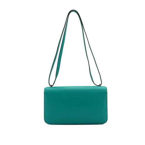 HERMES CONSTANCE ELAN 25 BLUE PAON VEAU EPSOM SHOULDER BAG 2012 SQUARE P PALLADIUM HARDWARE 90337542