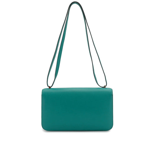 HERMES CONSTANCE ELAN 25 BLUE PAON VEAU EPSOM SHOULDER BAG 2012 SQUARE P PALLADIUM HARDWARE 90337542