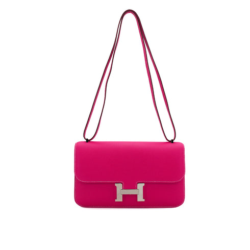 HERMES CONSTANCE ELAN 25 ROSE TYRIEN VEAU EPSOM SHOULDER BAG 2013 SQUARE Q GOLD HARDWARE 90335890