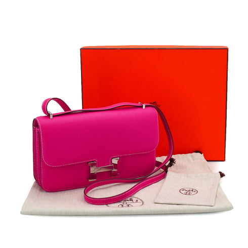HERMES CONSTANCE ELAN 25 ROSE TYRIEN VEAU EPSOM SHOULDER BAG 2013 SQUARE Q GOLD HARDWARE 90335890
