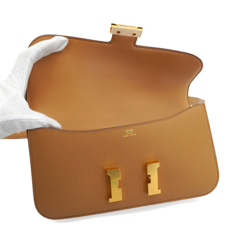 HERMES CONSTANCE ELAN BISCUIT EPSOM SHOULDER BAG 2025 K STAMP GOLD HARDWARE 90347825