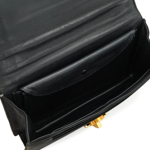 HERMES DEMI LUNE BLACK SUEDE HAND BAG GOLD HARDWARE 90348979