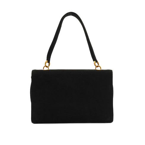 HERMES DEMI LUNE BLACK SUEDE HAND BAG GOLD HARDWARE 90348979