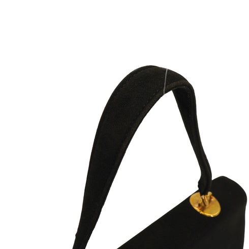 HERMES DEMI LUNE BLACK SUEDE HAND BAG GOLD HARDWARE 90348979