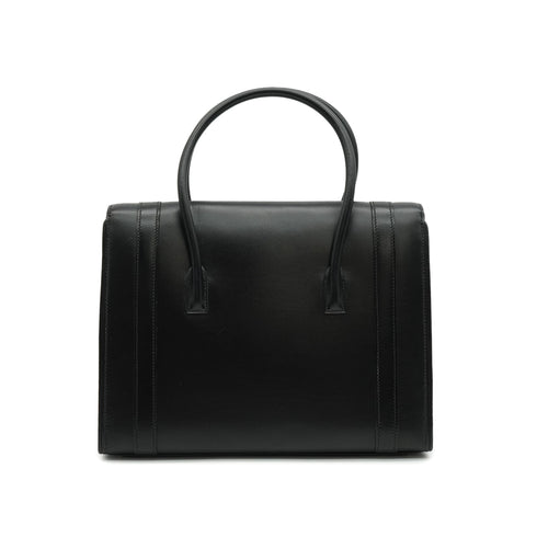 HERMES DRUG 27 BLACK BOX CALF HAND BAG 1978 CIRCLE H GOLD HARDWARE 90338297