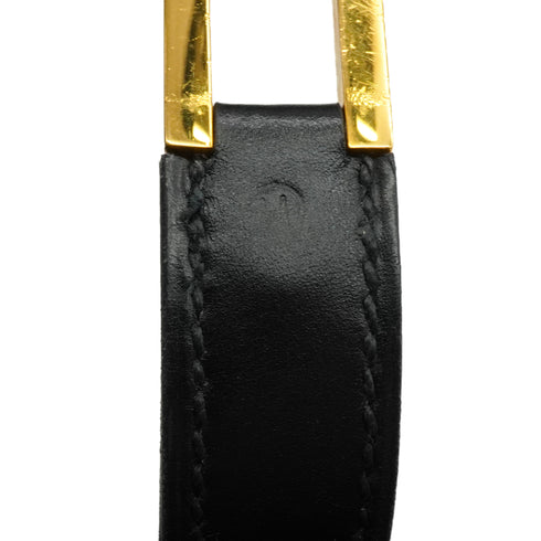 HERMES DRUG 27 BLACK BOX CALF HAND BAG 1978 CIRCLE H GOLD HARDWARE 90338297