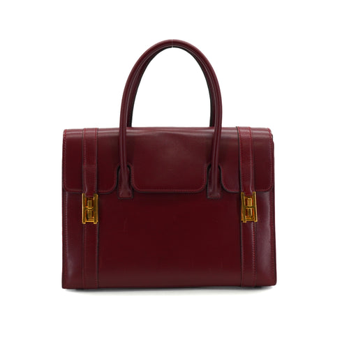 HERMES DRUG 27 ROUGE H BOX CALF HAND BAG 1979 CIRCLE I GOLD HARDWARE 90334127