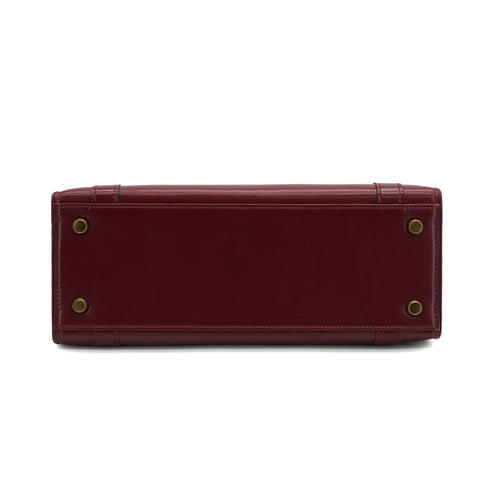HERMES DRUG 27 ROUGE H BOX CALF HAND BAG 1979 CIRCLE I GOLD HARDWARE 90334127