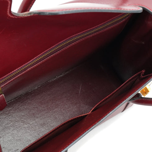 HERMES DRUG 27 ROUGE H BOX CALF HAND BAG 1979 CIRCLE I GOLD HARDWARE 90334127