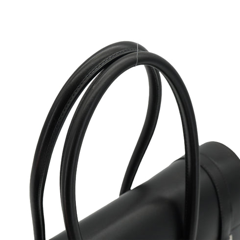 HERMES DRUG 32 BLACK BOX CALF HAND BAG 2002 SQUARE F PALLADIUM HARDWARE 90334266