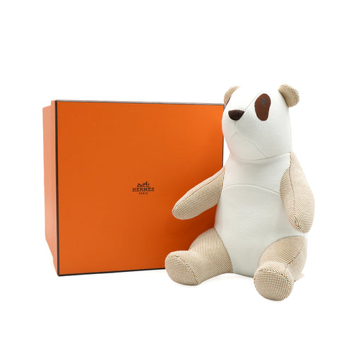 HERMES EPOPEE EMILE PANDA PLUSH CANNELLE TOILE H COTTON STUFFED TOY 90346690