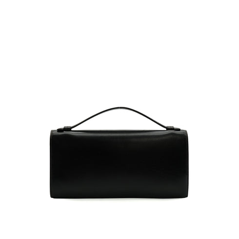 HERMES EUGENIE BLACK BOX CALF CLUTCH BAG 1976 CIRCLE F GOLD HARDWARE 90340130