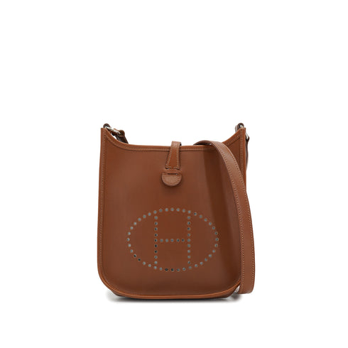 HERMES EVELYNE TPM NOISETTE BOX CALF SHOULDER BAG 2002 SQUARE F 90332915
