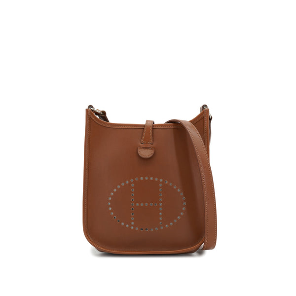HERMES EVELYNE TPM NOISETTE BOX CALF SHOULDER BAG 2002 SQUARE F 90332915