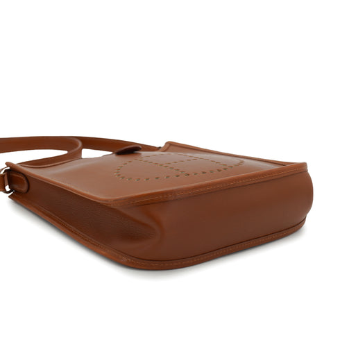 HERMES EVELYNE TPM NOISETTE BOX CALF SHOULDER BAG 2002 SQUARE F 90332915