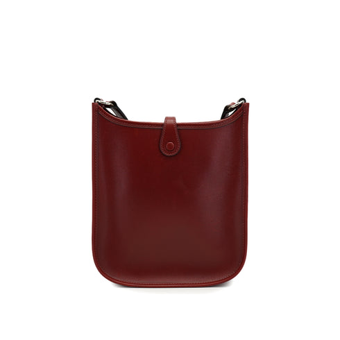HERMES EVELYNE TPM ROUGE H BOX CALF SHOULDER BAG 2002 SQUARE F 90327386