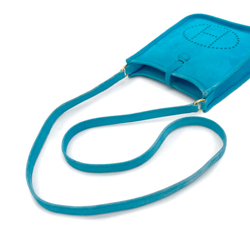 HERMES EVELYNE TPM TURQUOISE DOBRIS SHOULDER BAG 2005 SQUARE I 90327383
