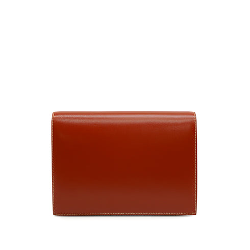 HERMES FACO BRIQUE BOX CALF CLUTCH BAG 1989 CIRCLE S 90345155