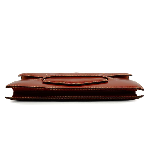 HERMES FACO BRIQUE BOX CALF CLUTCH BAG 1989 CIRCLE S 90345155