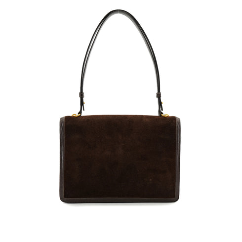 HERMES FONSBELLE CHOCOLAT DEBRIS BOX CALF SHOULDER BAG 1973 CIRCLE C GOLD HARDWARE 90327300
