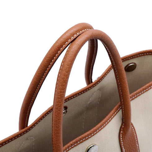 HERMES GARDEN FILE PM GOLD BETON VEAU NEGONDA TOILE MILITAIRE SHOULDER BAG 2020 Y STAMP 90342567