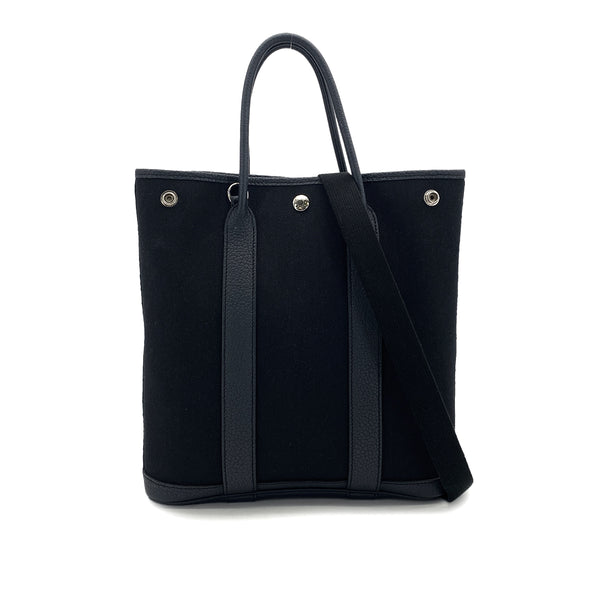 HERMES GARDEN FILE PM TOILE MILITARY VEAU NEGONDA BLACK BLUE INDIGO TOTE SHOULDER BAG 2020 Y STAMP 90327073