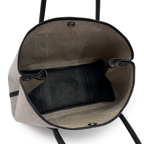 HERMES GARDEN PARTY 36 PM BLACK ECRU TOILE H BUFFLE SKIPPER TOTE BAG 2003 SQUARE G 90318623