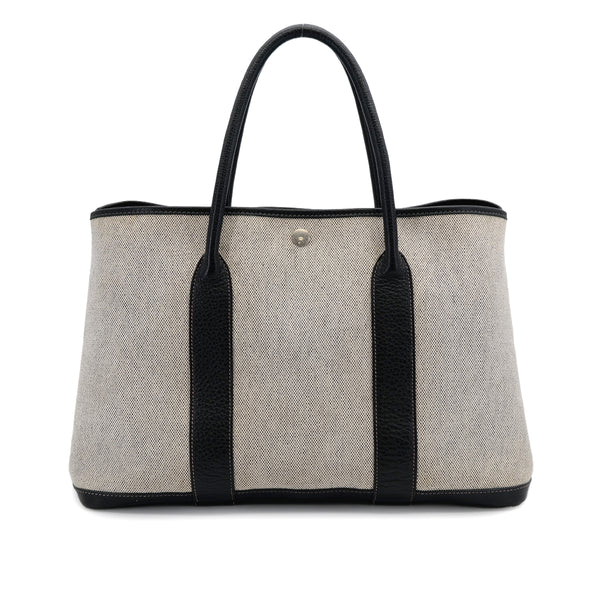 HERMES GARDEN PARTY 36 PM ECRU BLACK TOILE H TOTE BAG 2003 SQUARE G 90314441