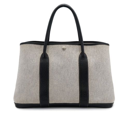 HERMES GARDEN PARTY 36 PM ECRU BLACK TOILE H TOTE BAG 2003 SQUARE G 90314441