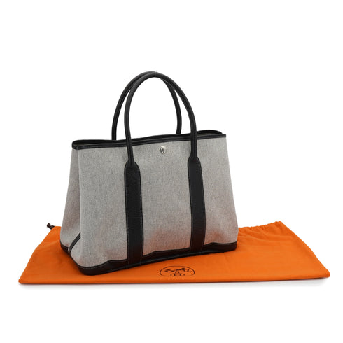 HERMES GARDEN PARTY PM BLACK TOILE H TOTE BAG 2004 SQUARE H 90348420