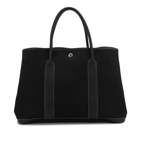 HERMES GARDEN PARTY PM BLACK TOILE OFFICIER HAND SHOULDER BAG 2003 SQUARE G 90326847