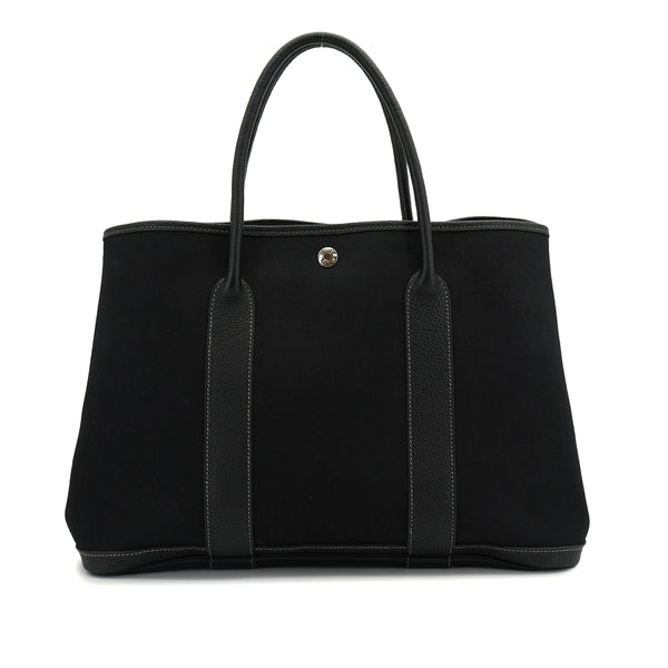 HERMES GARDEN PARTY PM BLACK TOILE OFFICIER HAND SHOULDER BAG 2003 SQUARE G 90326847
