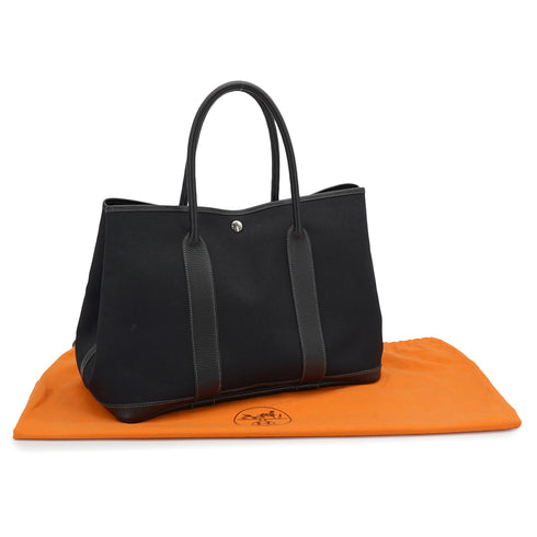 HERMES GARDEN PARTY PM BLACK TOILE OFFICIER HAND SHOULDER BAG 2005 SQUARE I 90327589