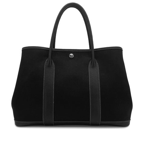HERMES GARDEN PARTY PM BLACK TOILE OFFICIER VEAU NEGONDA HAND SHOULDER BAG 2003 SQUARE G 90325644