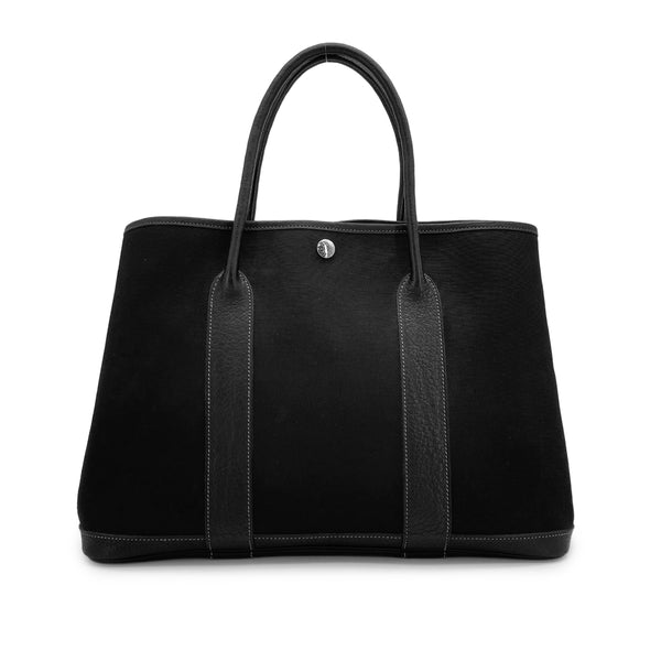 HERMES GARDEN PARTY PM BLACK TOILE OFFICIER NEGONDA HAND BAG 2004 SQUARE H 90315014