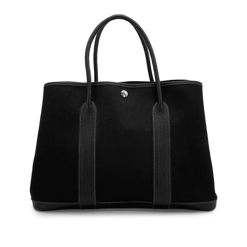 HERMES GARDEN PARTY PM BLACK TOILE OFFICIER NEGONDA HAND BAG 2004 SQUARE H 90315014