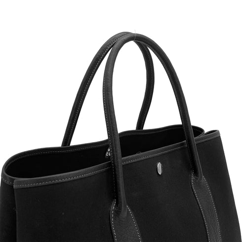 HERMES GARDEN PARTY PM BLACK TOILE OFFICIER NEGONDA HAND BAG 2004 SQUARE H 90315014