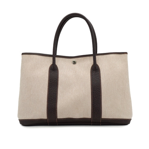 HERMES GARDEN PARTY PM MARRON TOILE H BUFFLE TOTE BAG 2004 SQUARE H 90332564